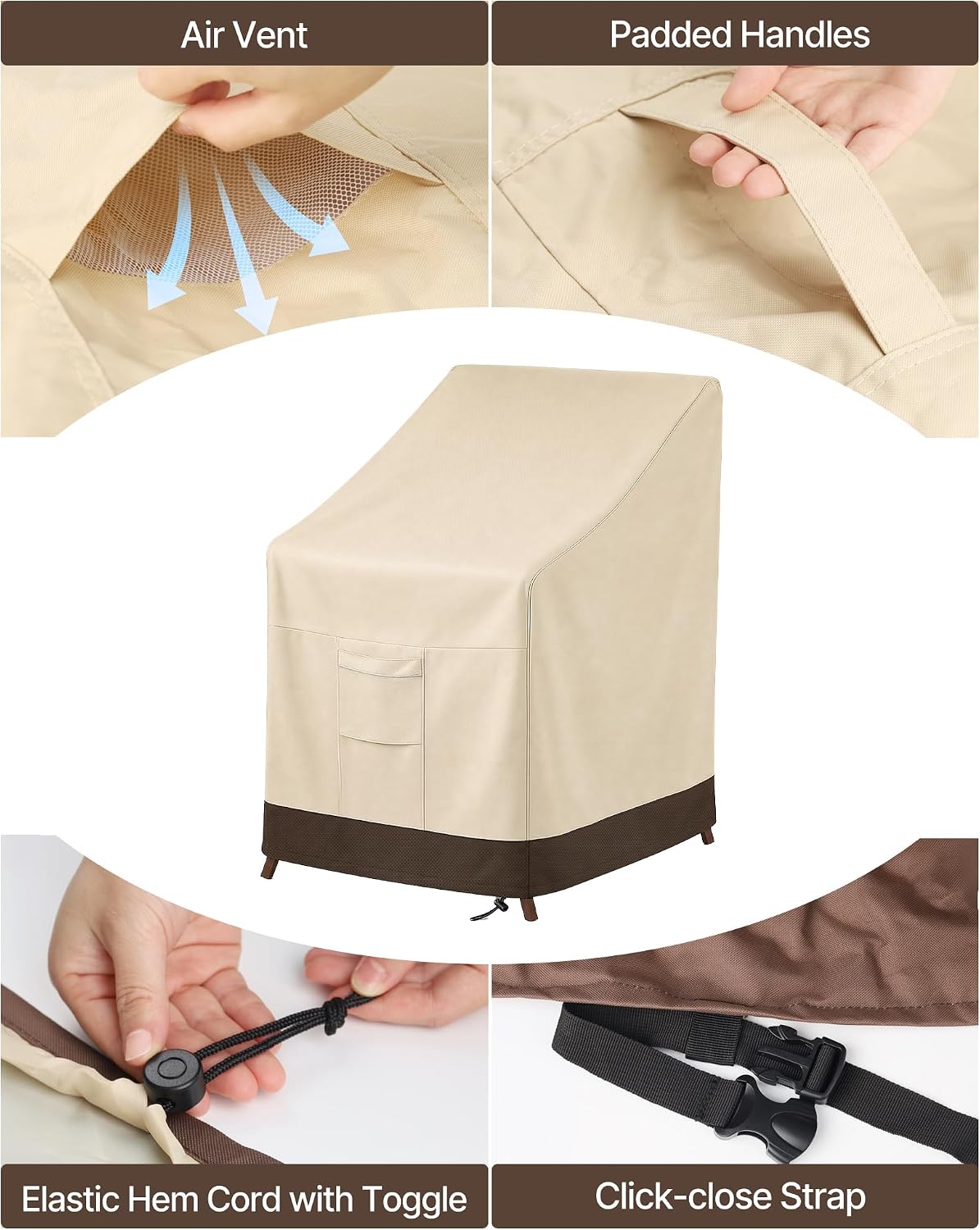 Vailge Stackable Patio Chair Covers & Outdoor Furniture Covers Waterproof