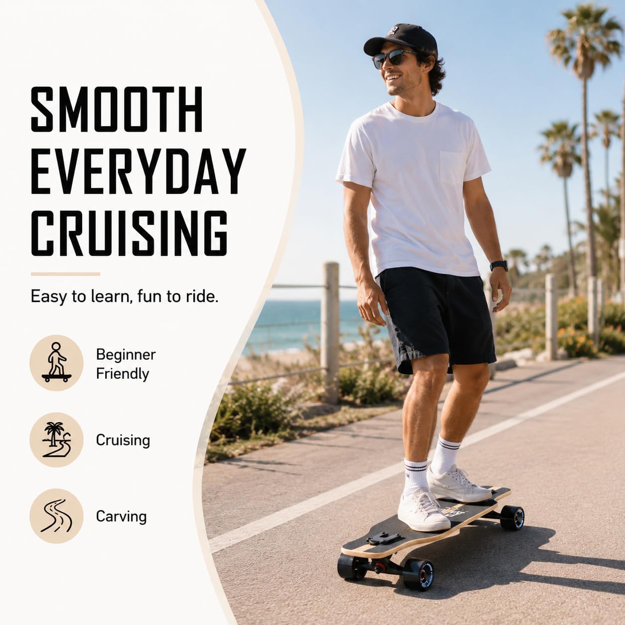 Playshion 39 Inch Drop Through Longboard Skateboard for Beginners