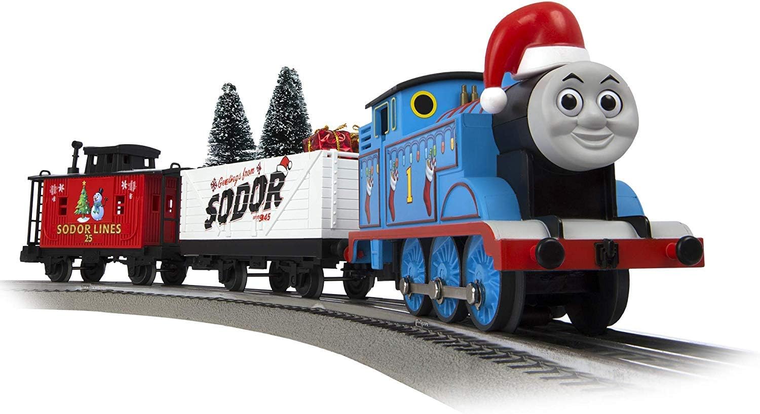 Lionel Thomas & Friends Christmas Freight Electric O Gauge Bluetooth Train Set with Remote, Blue,red and White