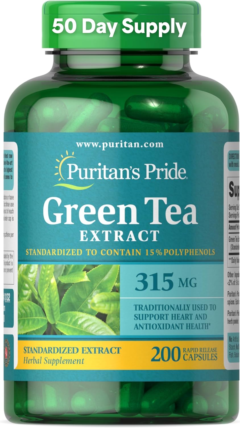 Puritan's Pride Green Tea Standardized Extract 315mg, 200 Capsules