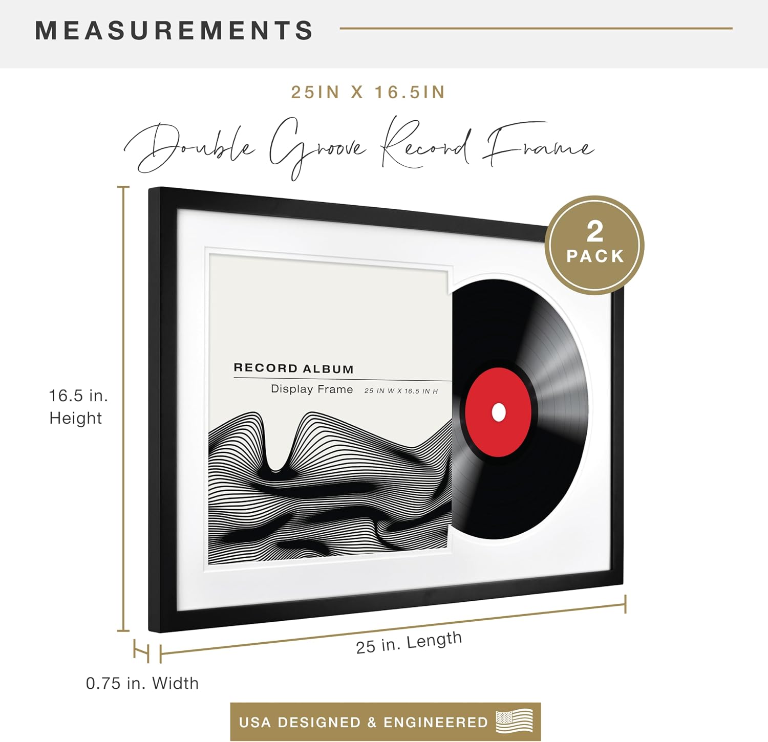 MCS Single Matted Record Album Frame, 15x15, Black