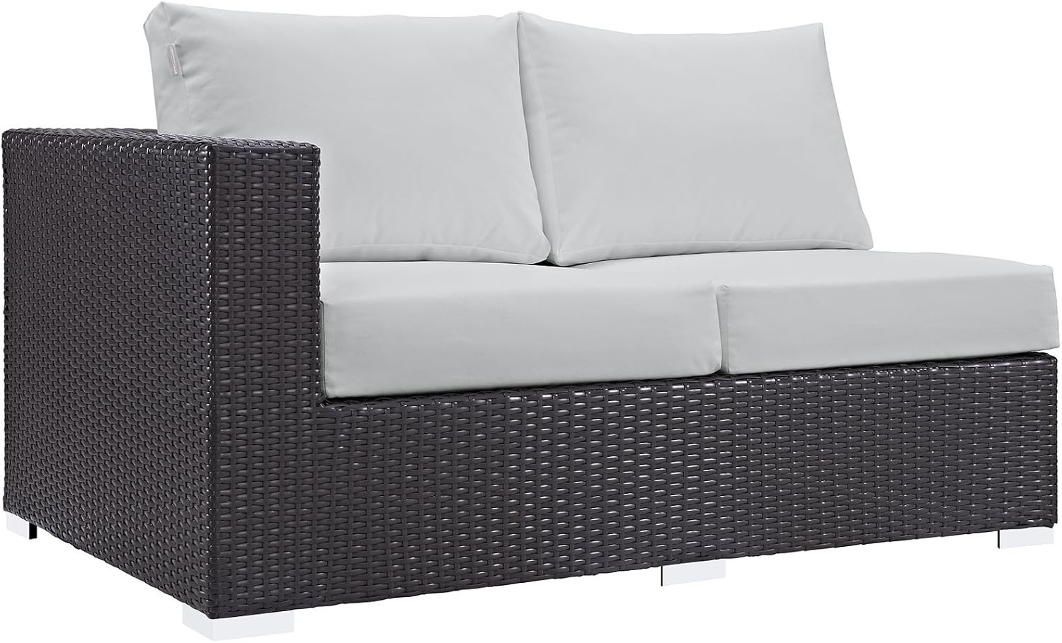 Modway Convene Wicker Rattan Outdoor Patio Loveseat in Espresso White
