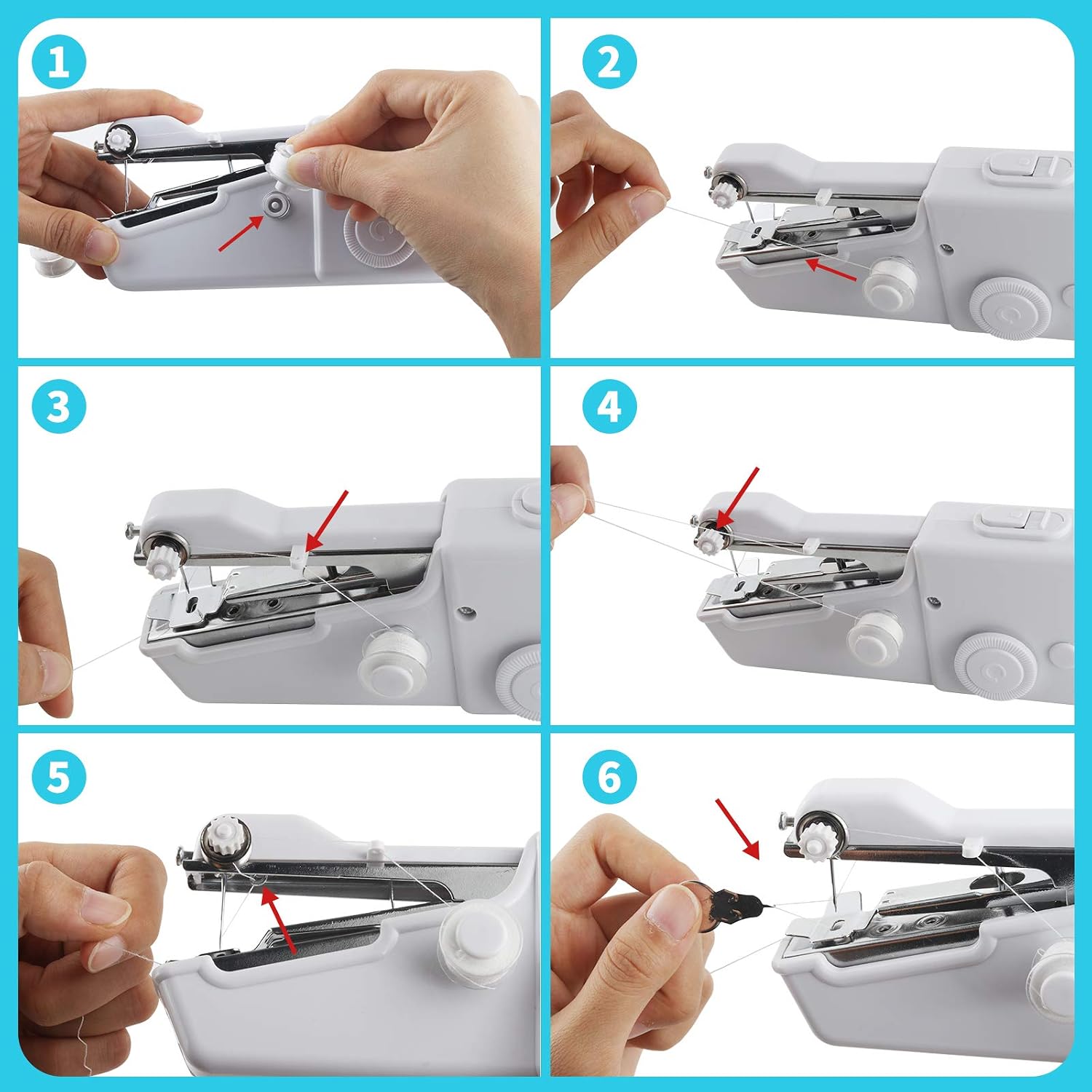 Blizzow Handheld Sewing Machine, Mini Portable Sewing Machine, Electric Household Quick Repairing Tool with Measure Tape for Fabric, Kids Cloth