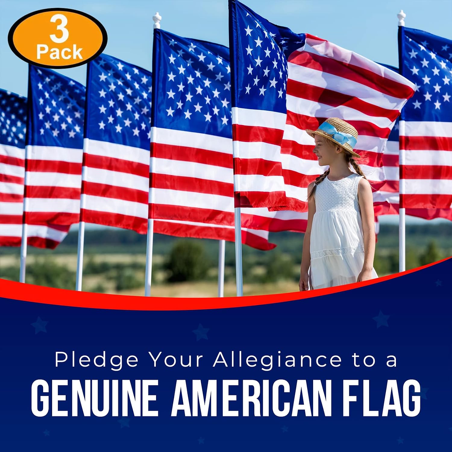 American Flag Made in USA | American Flags for Outside 3X5 | Premium US Flag 3X5 Heavy Duty Outdoor with Embroidered Stars and Sewn Stripes.