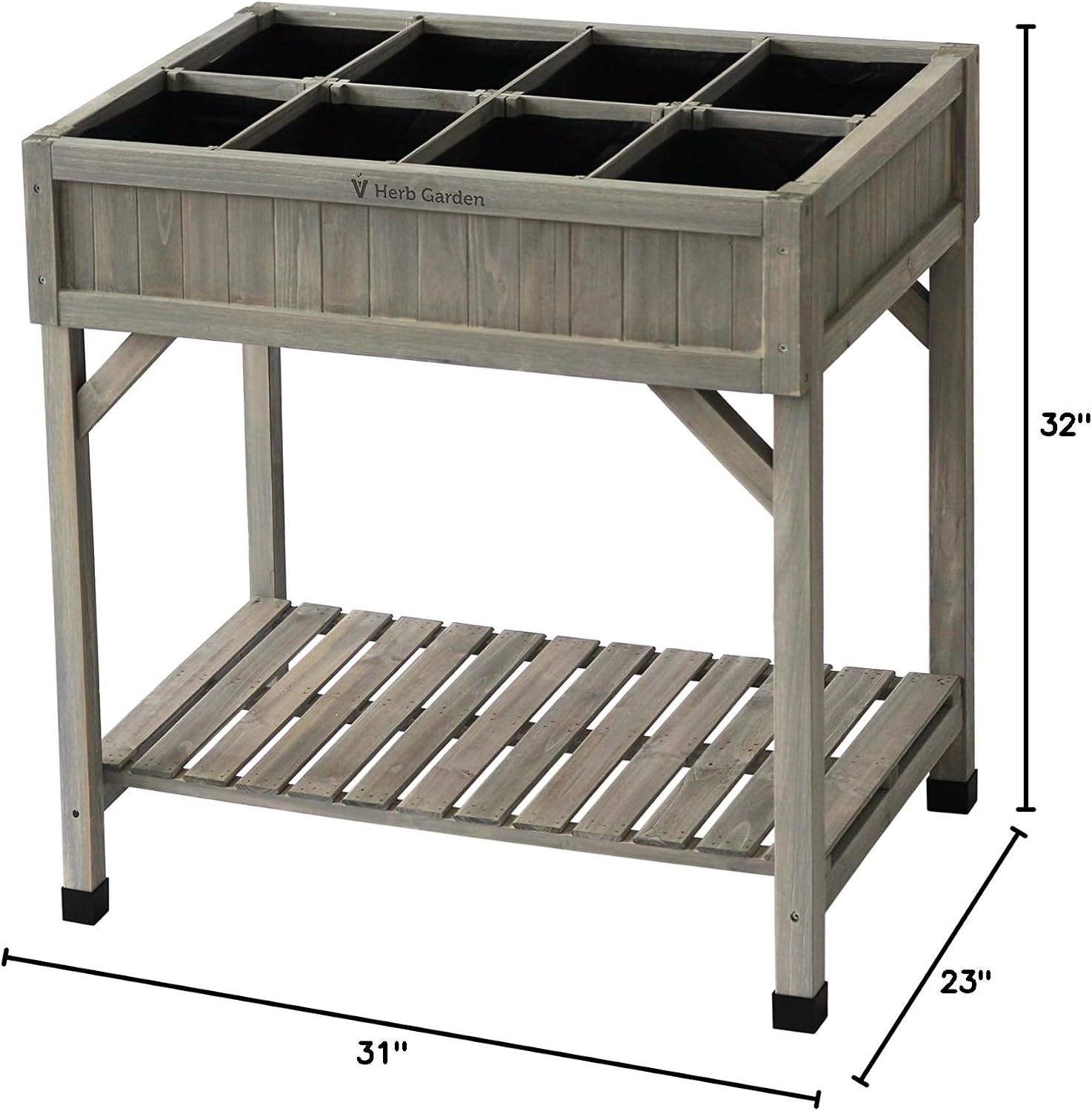 VegTrug Custom Herb Garden Planter Box, Natural Cedar Wood - Versatile Multi-Liner Raised Garden Bed with Storage Shelf for Patio