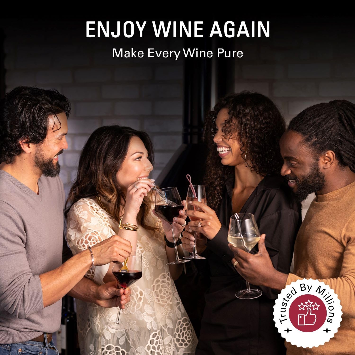 PureWine The Wand Wine Purifier, Removes Histamines & Sulfites - 8 Wands | Wine Wand Filters Before You Drink; Remove Sulfites & Histamines; Helps Wine Allergies & Headaches. Purifies 3 glasses/wand