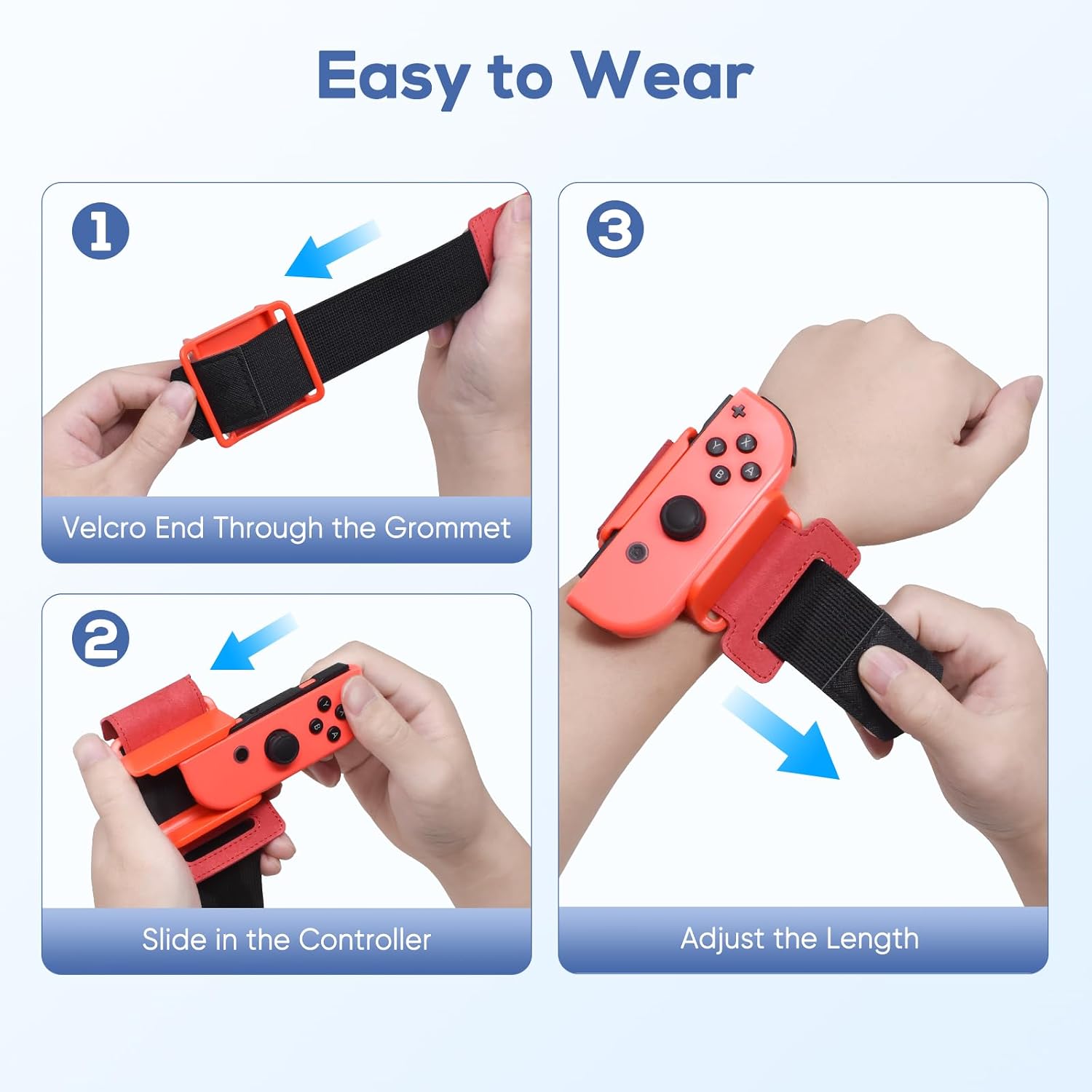 YUANHOT Adjustable Wrist Bands for Switch Joy-Con, Dance Workout, 2 Pack