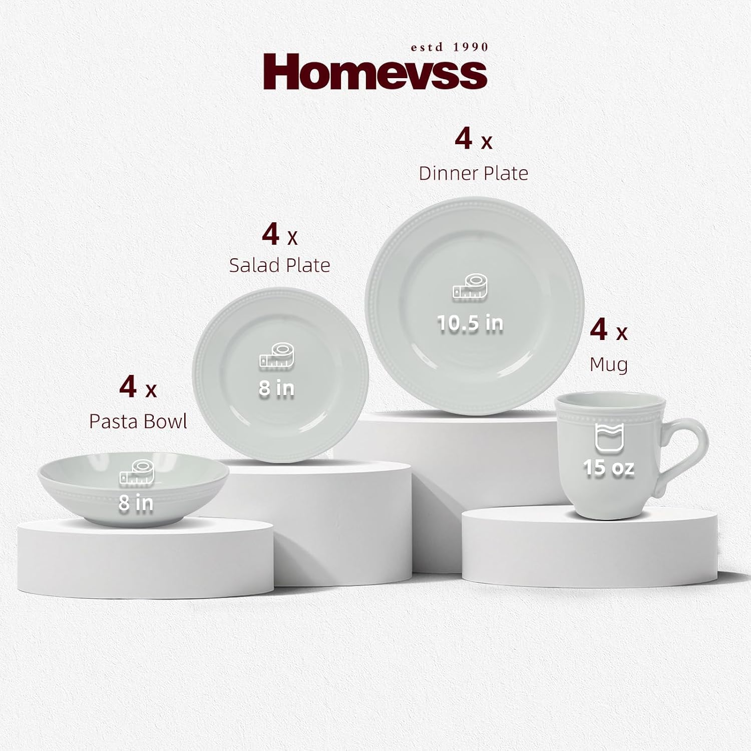 HomeVSS 20-Piece Pearl Dots Stoneware Dinnerware Set, Pink, Service for 4