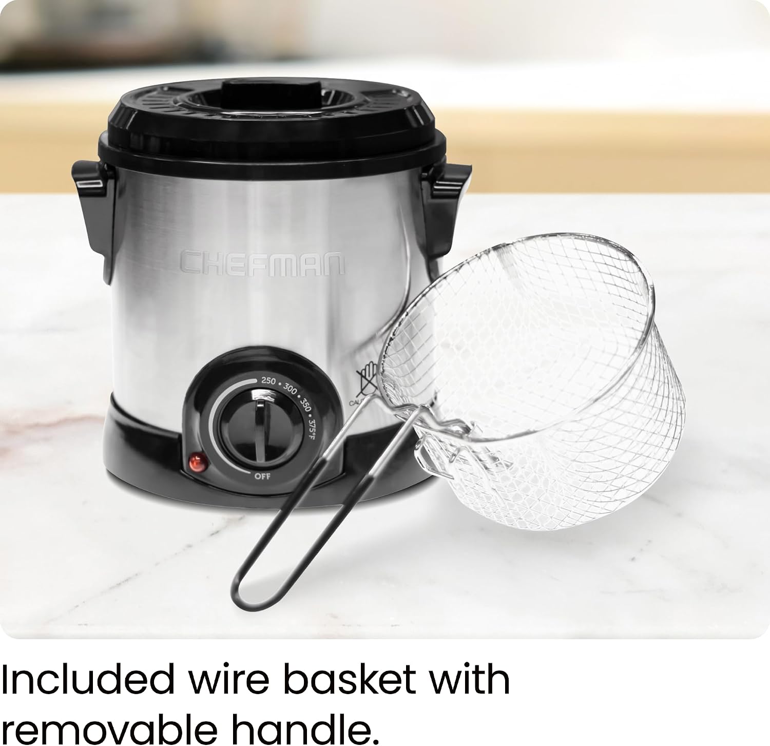 Chefman Fry Guy Deep Fryer with Removable Basket, Easy-to-Clean Non-Stick Coating and Cool-to-Touch Exterior, Adjustable Temperature Control