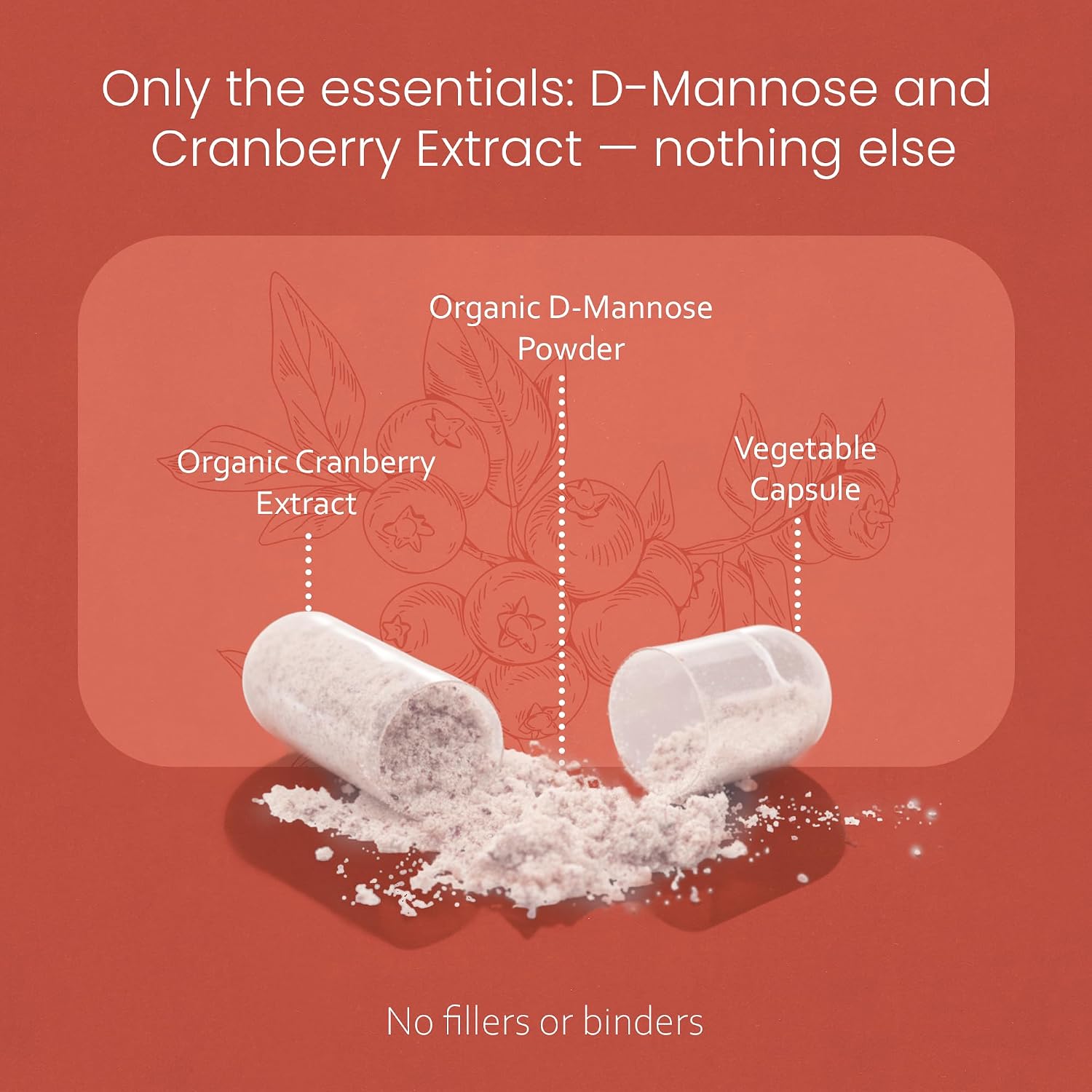 NaturaLife Labs Organic D-Mannose 1300mg + Organic Cranberry Extract 100mg per Serving – Urinary Tract Support – Non-GMO, Gluten-Free & Vegan – 100 Capsules