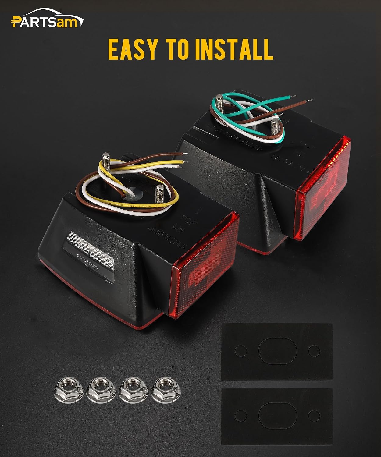 Partsam Led Submersible Trailer Tail Lights Kit