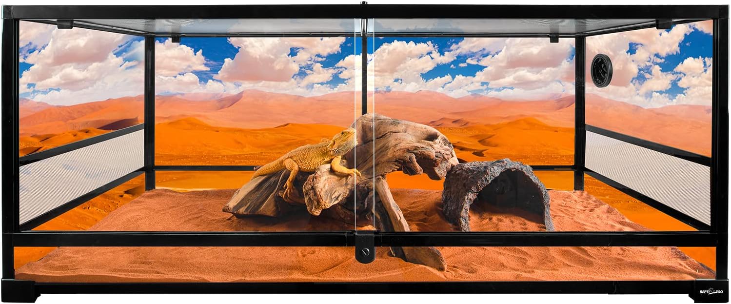 REPTI ZOO 85 Gallon Large Reptile Tank, Wide & Tall Tempered Glass Large Reptile Terrarium 47.2" x 17.7"x 23.6" for Tortoise Snake