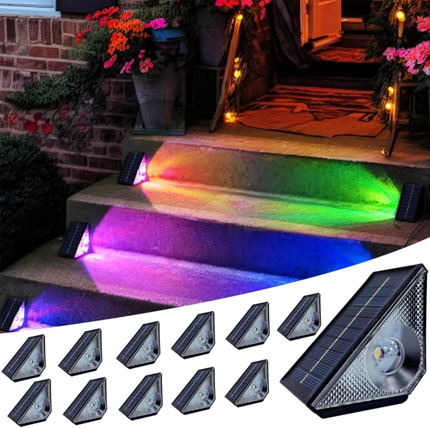 Solar Deck Lights Outdoor - 8 Pack Solar Step Light CIYOYO Waterproof Fence Lights for Patio Stairs Post Pathway Porch Driveway Yard Garden Decor