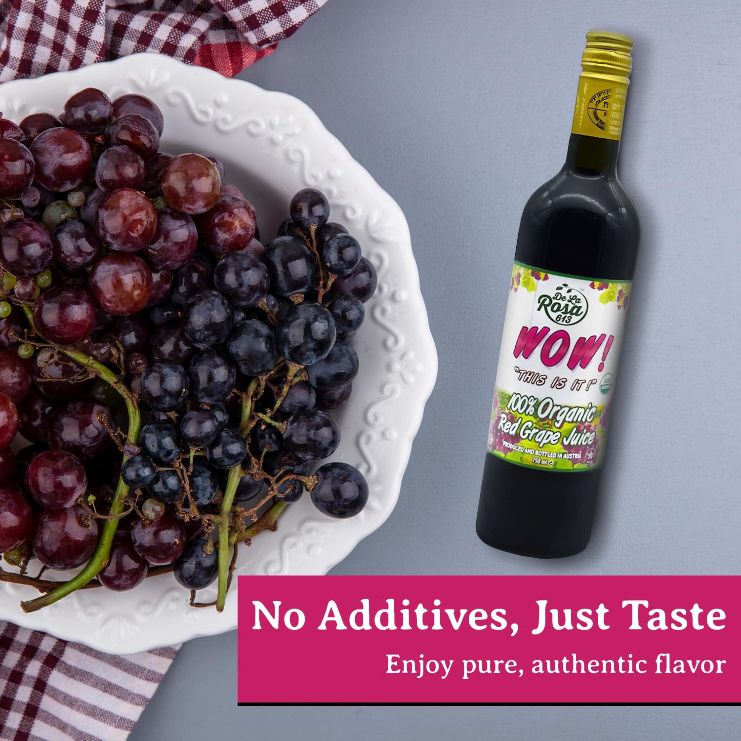 De La Rosa Organic Austrian Kosher Red Grape Juice (25.4 oz - 2pack)