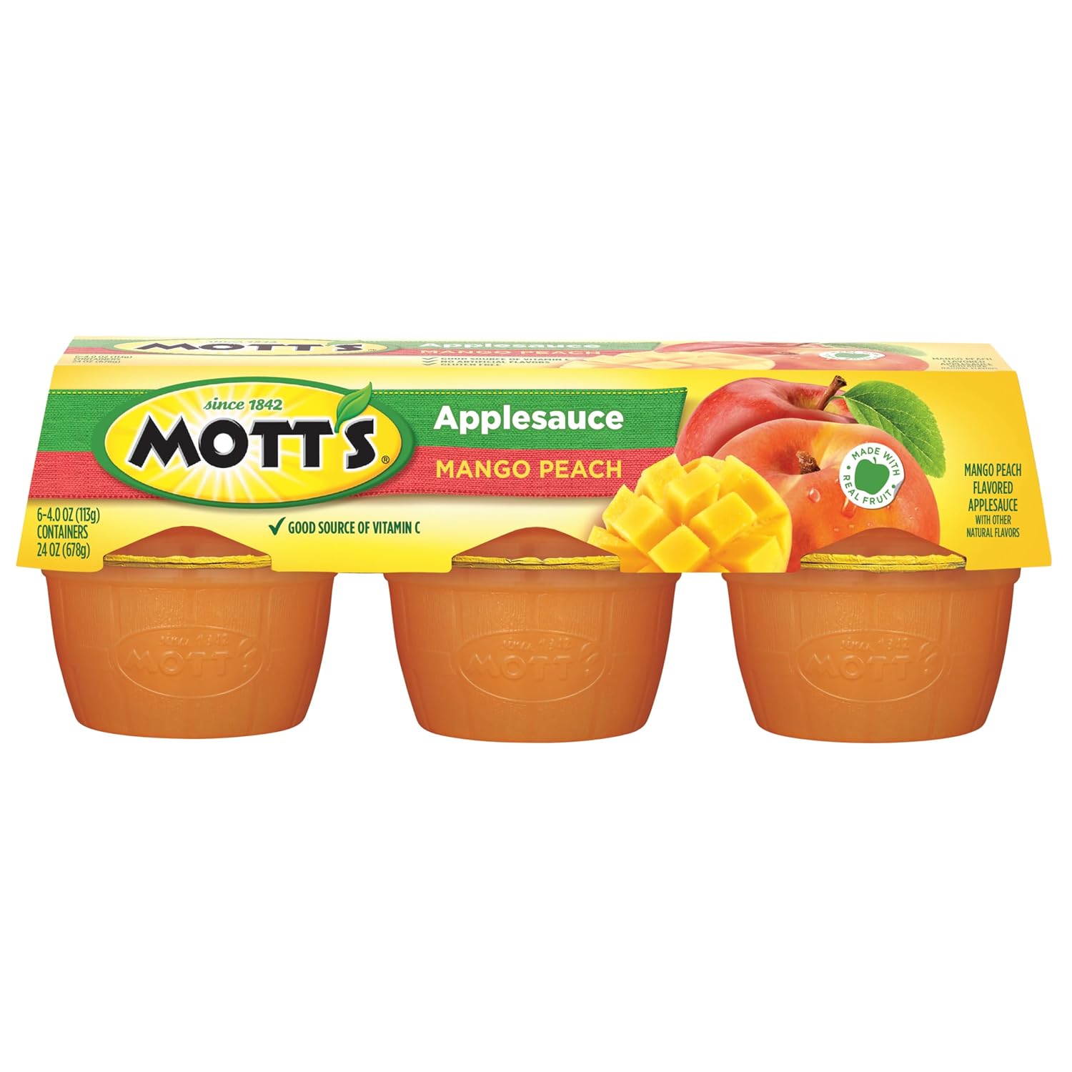 Mott's Mango Peach Applesauce, 4 oz cups, 6 count