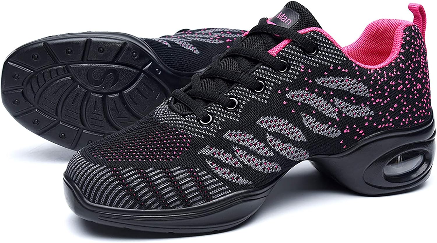 Slow Man Women's Jazz Shoes Lace-up Sneakers - Breathable Air Cushion Lady Split Sole Athletic Walking Dance Shoes Platform