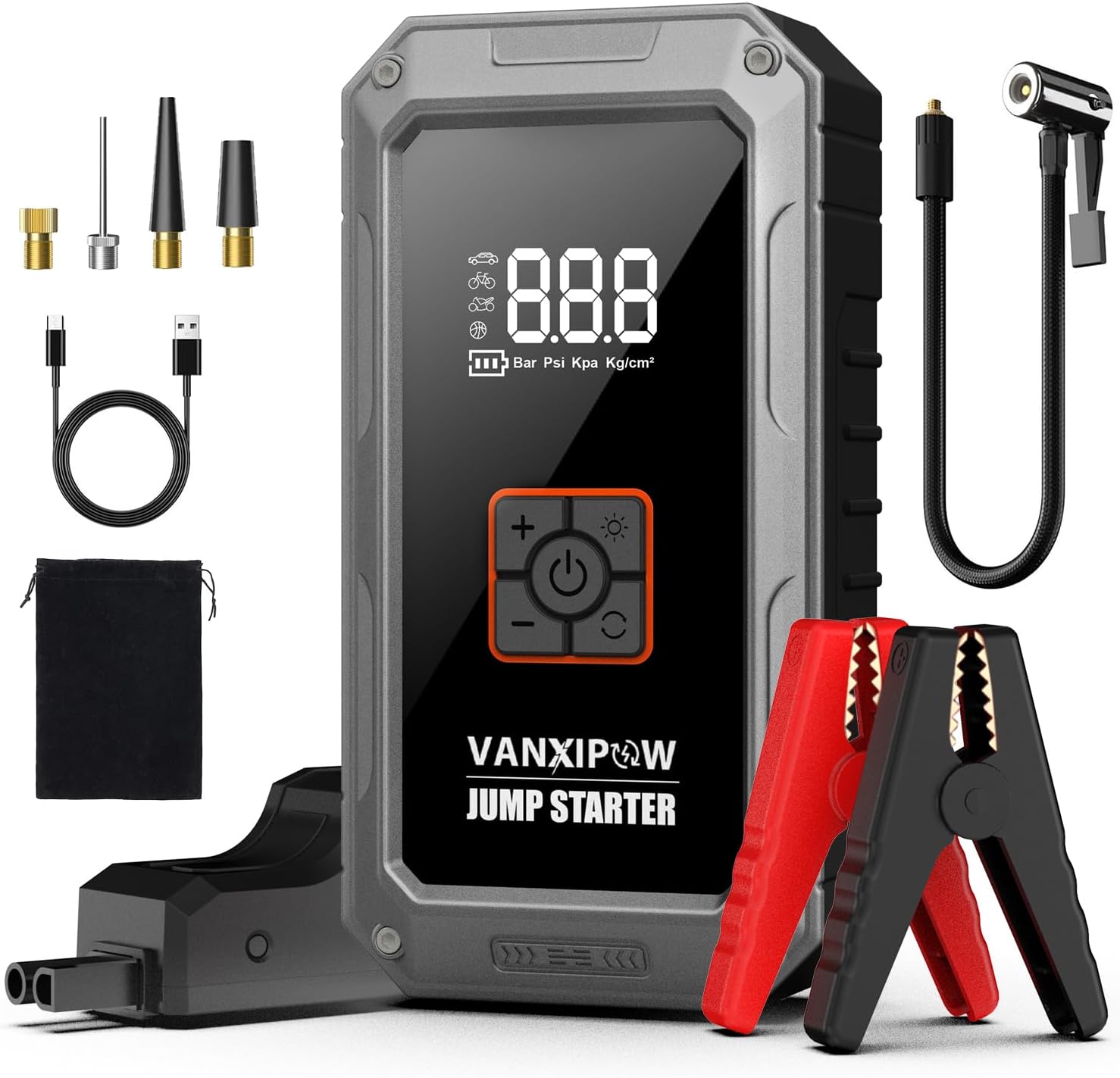 M1 6000A Car Battery Jump Starter with Air Compressor 150PSI (9.0 L Gas/8.0L Diesel), Portable Car Jump Starter Power Pack