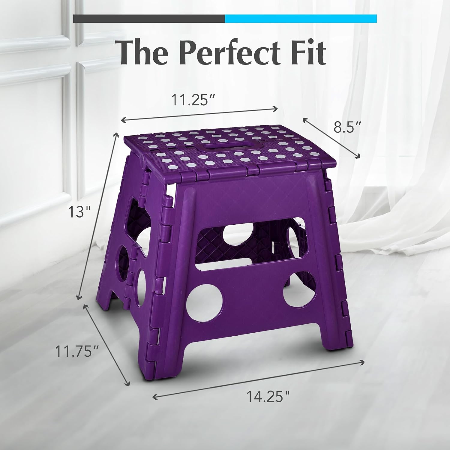 Handy Laundry Folding Step Stool 9 Inch, Black, Non-Slip Holds 300 lbs | 9 Inch, Black, Foldable Collapsible Step Stool, Non-Slip, Holds 300 lbs, Kitchen Bathroom Bedroom, Adults