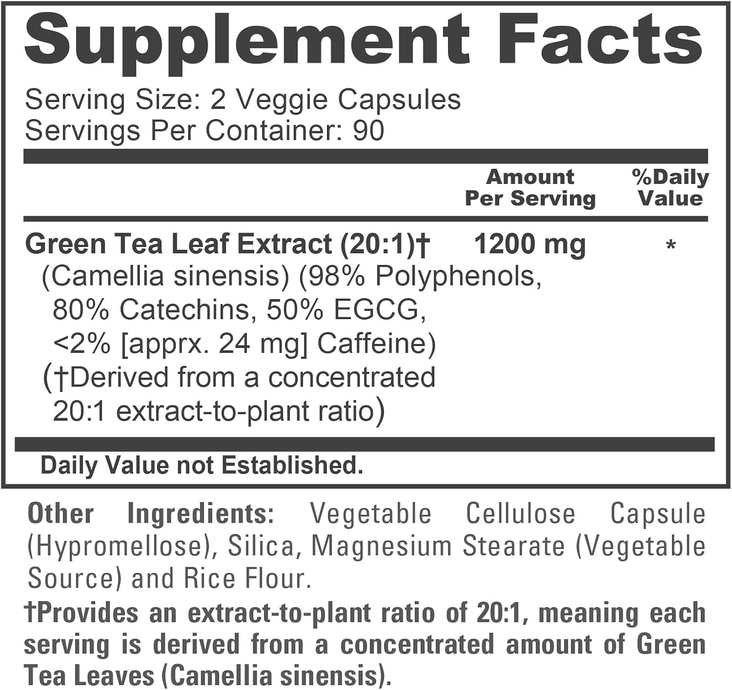 NusaPure Green Tea, 1200 mg, Non GMO, Vegan, 180 Veggie Caps - 90 Servings | Camellia Sinensis 20:1 Extract, Supports Nutritional Supplementation