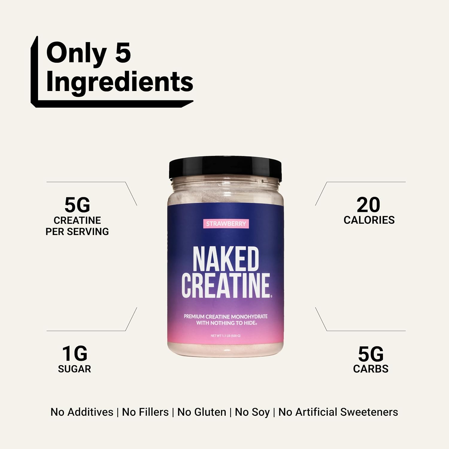 NAKED Pure Micronized Creatine Monohydrate – 200 Servings, 1,000g Bulk – NSF Certified, Vegan, Non-GMO, Gluten & Soy Free - Muscle Building, Strength Training, Gym & Fitness Supplement