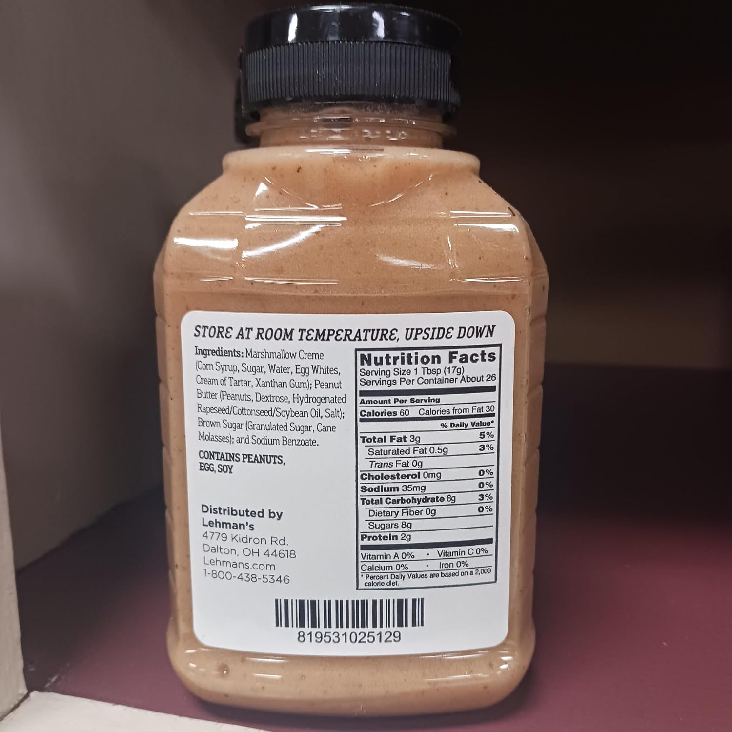 Lehman's Smooth Creamy Amish Peanut Butter Spread 12 Oz Squeeze Bottle