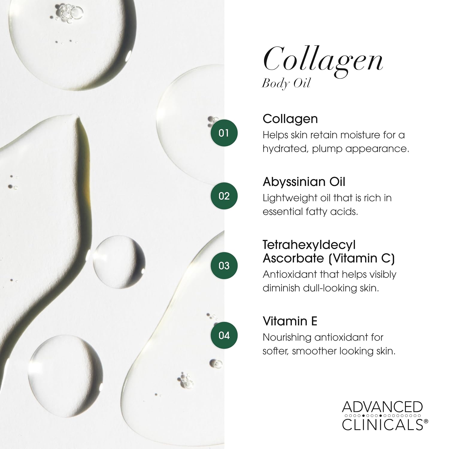 Advanced Clinicals Hydrating Collagen Oil For Body & After Shower | Visible Anti Aging Moisturizing Collagen Body Oil For Women & Men Helps Soften Appearance Of Crepe Skin & Wrinkles, 3.8 Fl Oz