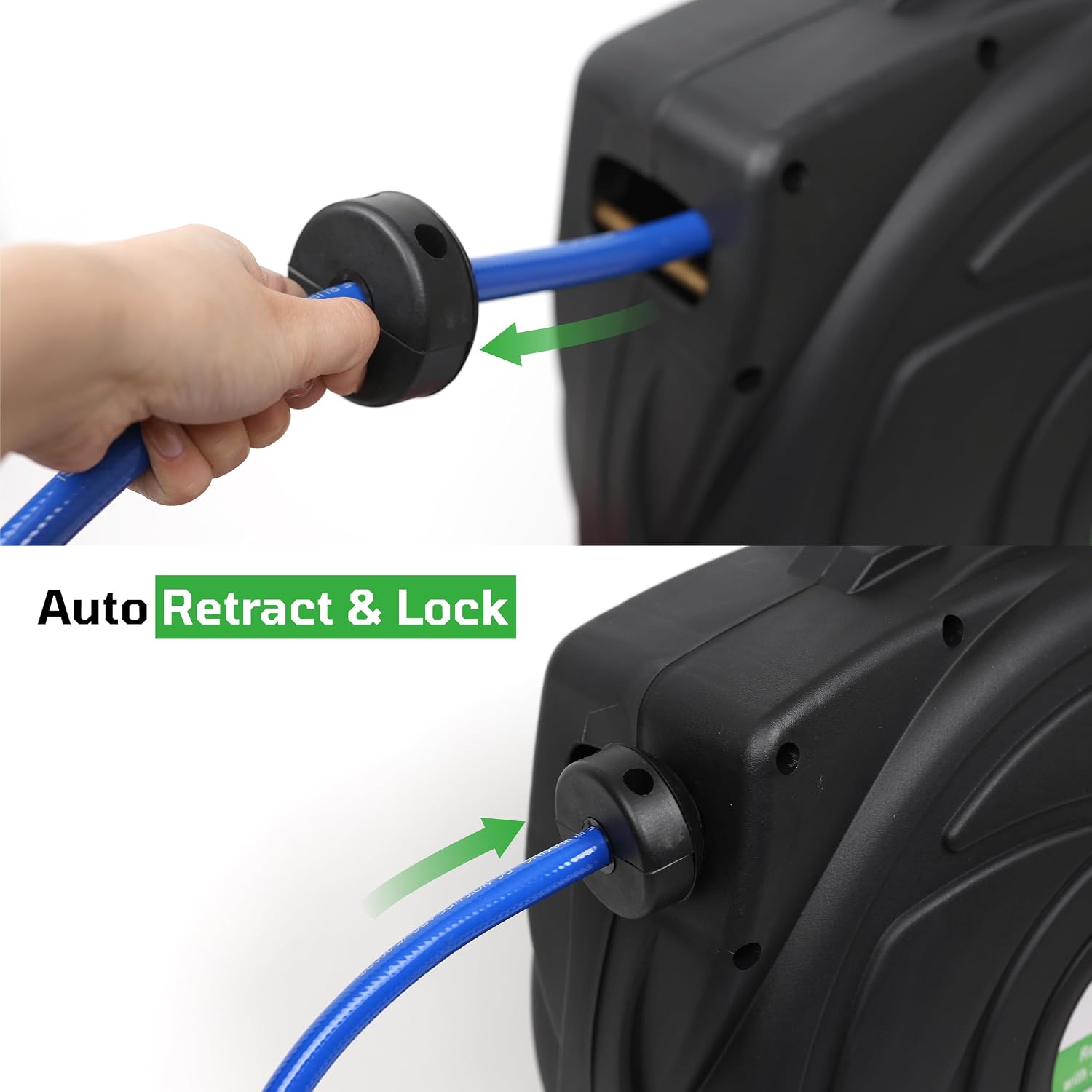 DYNAMIC POWER Elite Retractable Air Hose Reel with 3/8-Inch by 50-Feet PU Air Hose exceptional resistance to abrasion, oil, and weather - DP-HR5-315
