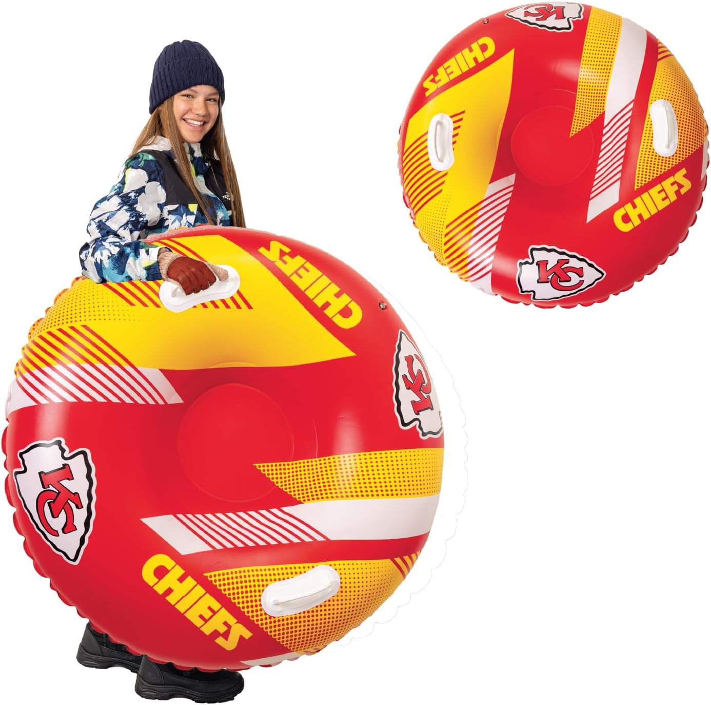 Big Mouth Inc NFL Snow Tube, Heavy Duty Inflatable Snow Sled for Winter Tubing, Ride-On Snow Tube with Handles for Kids and Adults, Outdoor Winter Fun and Football Fan Gifts