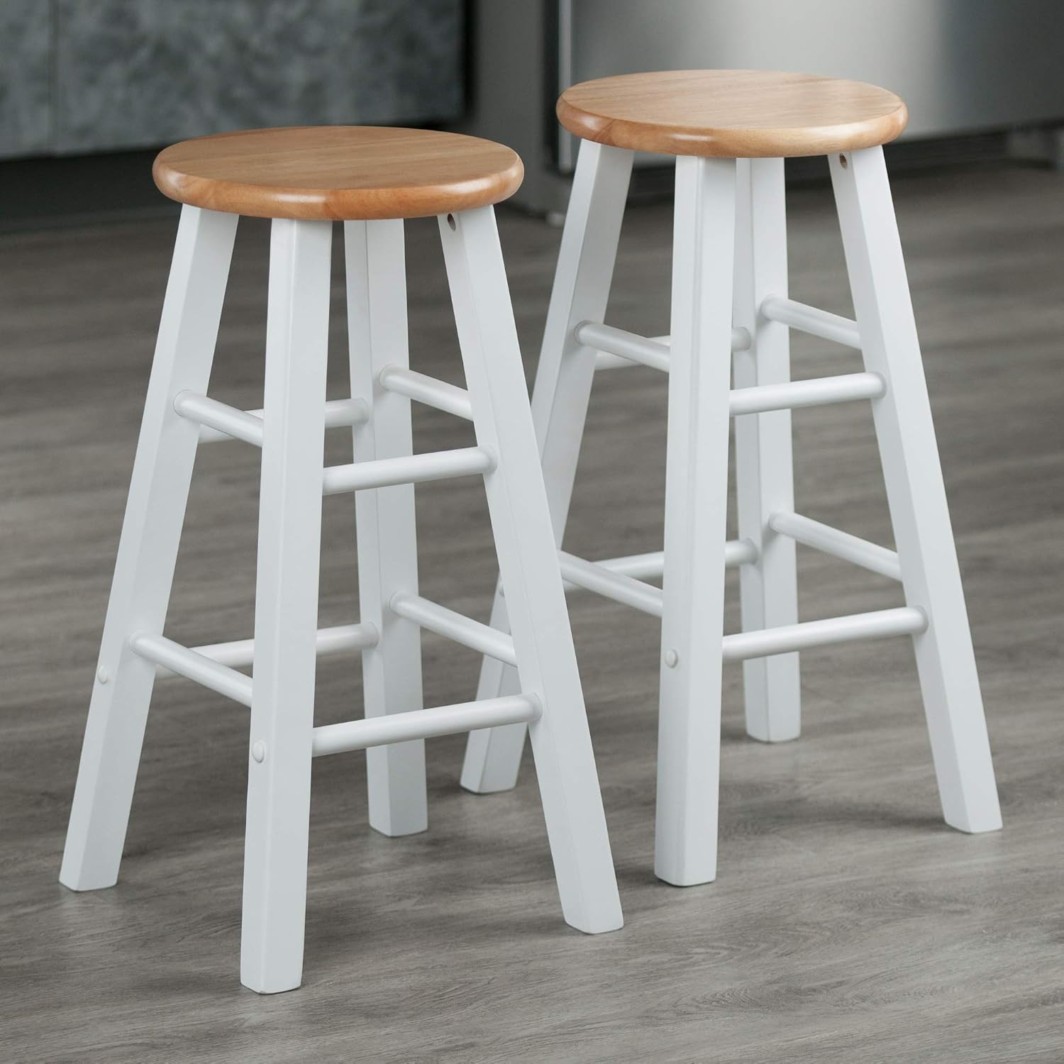 Winsome Element Counter Stools, Natural & White, 24", 2 Piece Set
