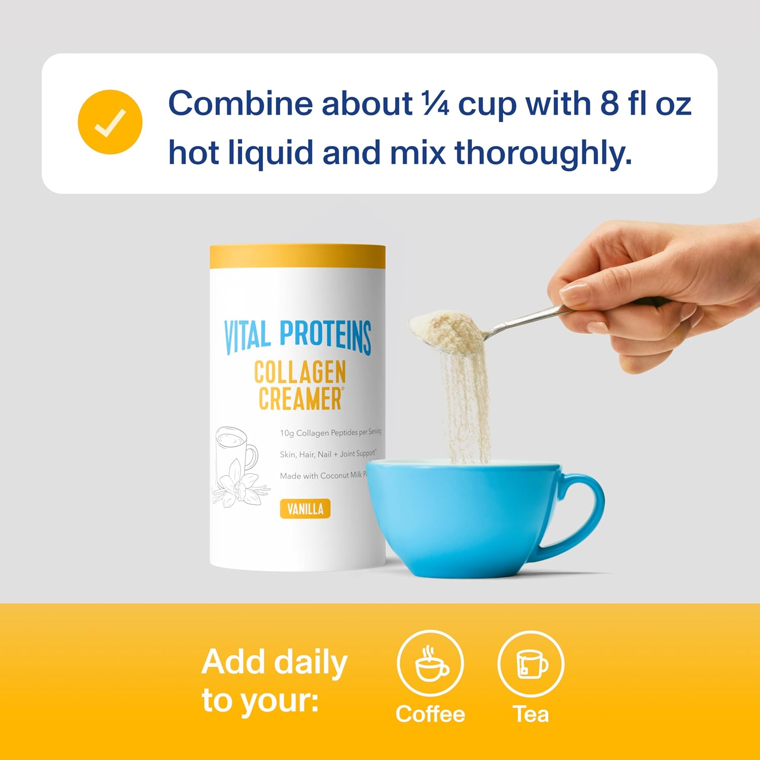 Vital Proteins Collagen Peptides Powder, Vanilla, 10.6oz | Collagen Coffee Creamer, Supports Hair Skin & Nails, Vanilla Flavor, Daily Coffee Add-In, 12 Servings