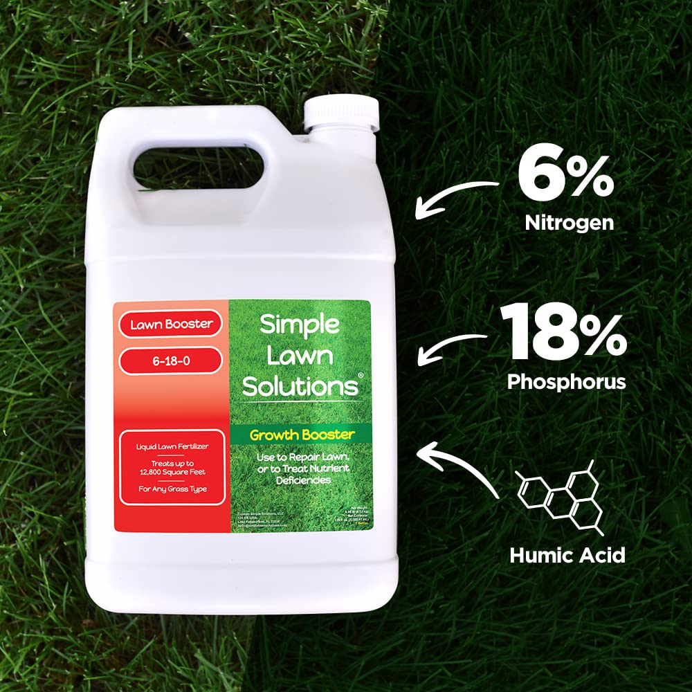 Extreme Grass Growth Lawn Booster- Liquid Spray Concentrated Starter Fertilizer with Humic Acid- Any Grass Type- Simple Lawn Solutions (32 oz. w/Sprayer)