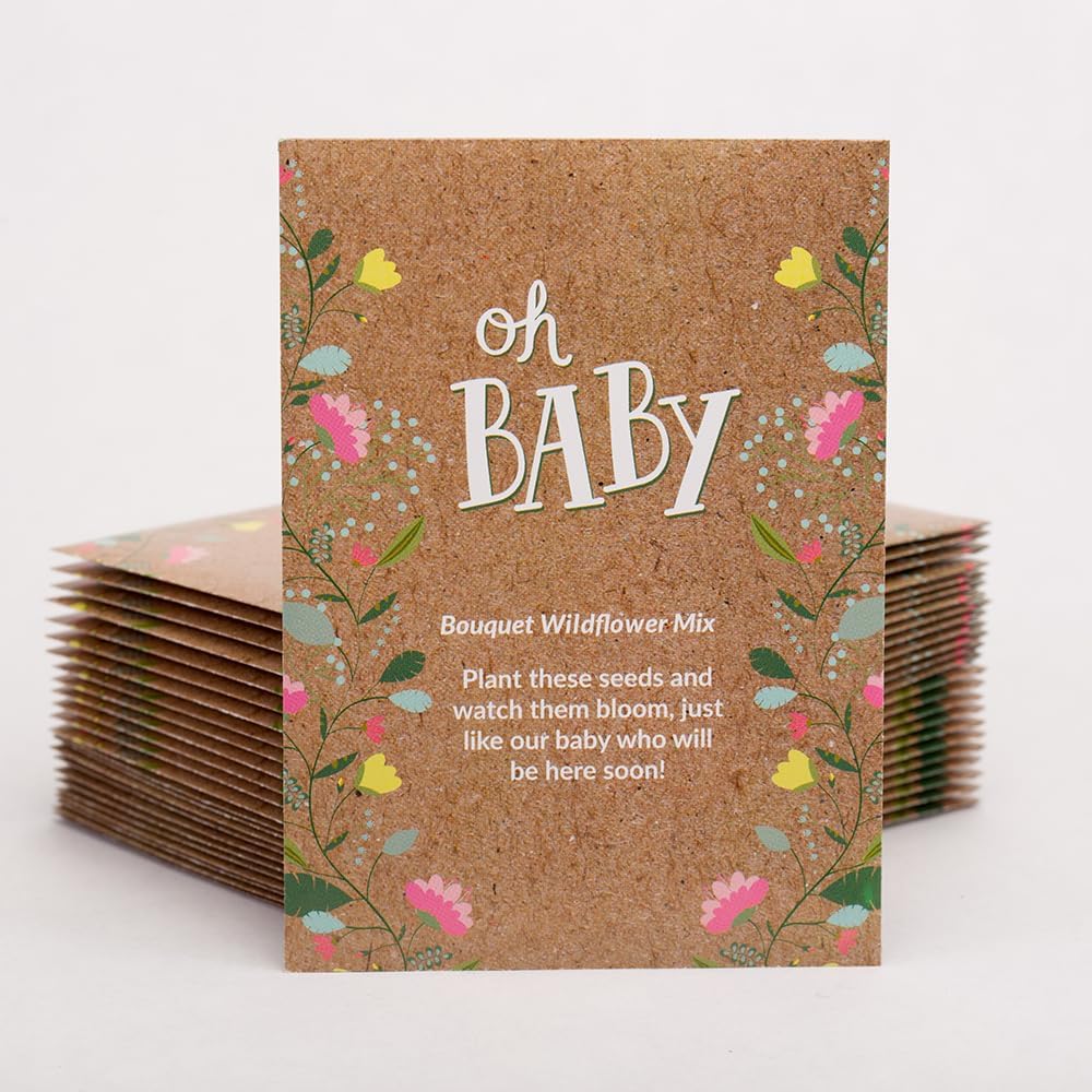 BENTLEY SEED CO. Oh Baby Flower Seeds Packets - Girl/Boy Baby Shower Favors - Pre-Filled