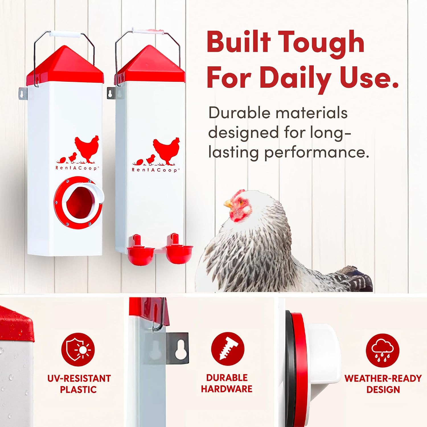 RentACoop High Rise 2 Gallon Chicken Waterer and 10lb Feeder Set