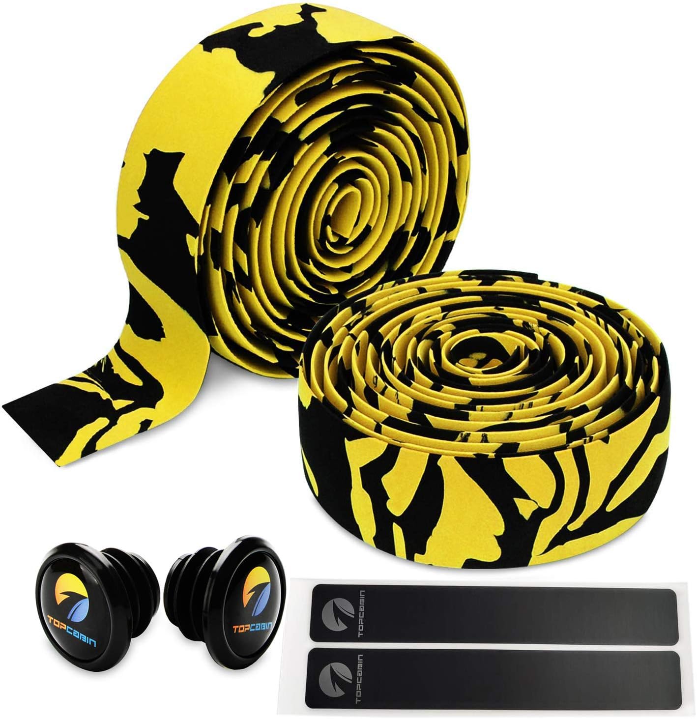 TOPCABIN Comfort Gel Road Bike EVA Handlebar Tape Bike Bar Tape Camouflage Series Tape with Reflective Bar Plugs