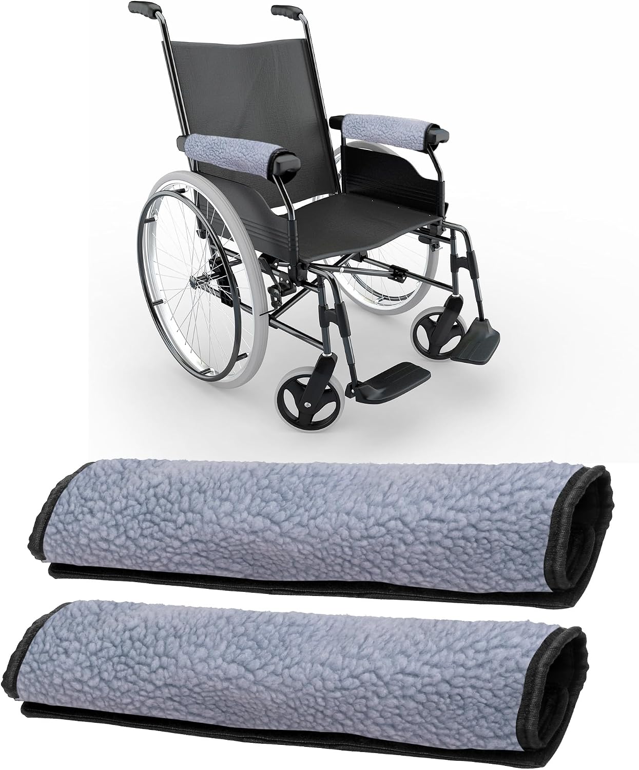 AHIER Wheelchair Armrest Pads, 2PCS Sheepskin Fleece Wheelchair Armrest Covers, Non Slip Arm Rest Cover Cushion pad for Wheelchairs