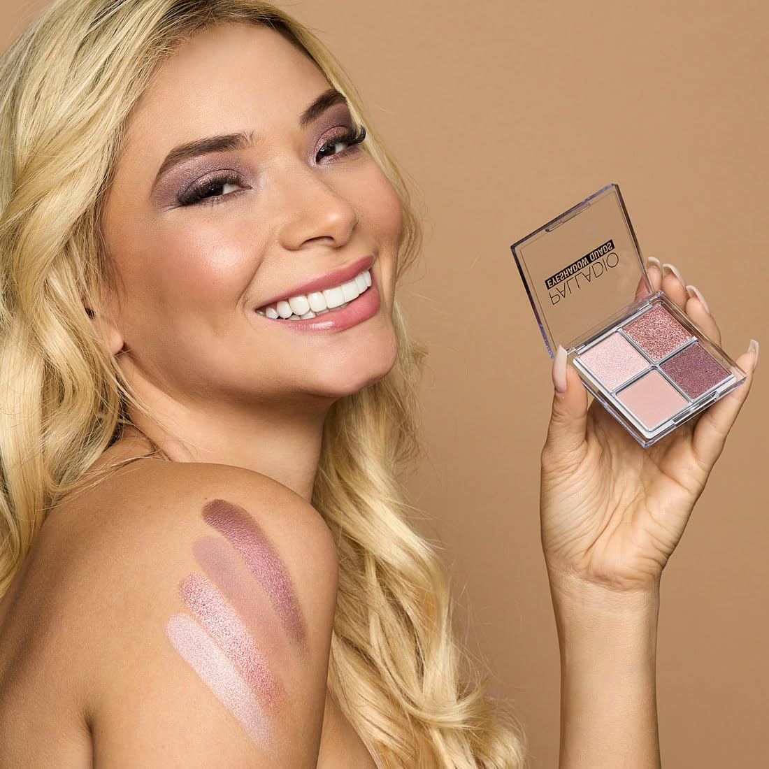 Palladio Eyeshadow Quads, Velvety Pigmented Blendable Matte, Metallic and Shimmer Finishes, Creamy Formula, Four Way Quad Eye Shadow Palette, Talc-Free (Ballerina)