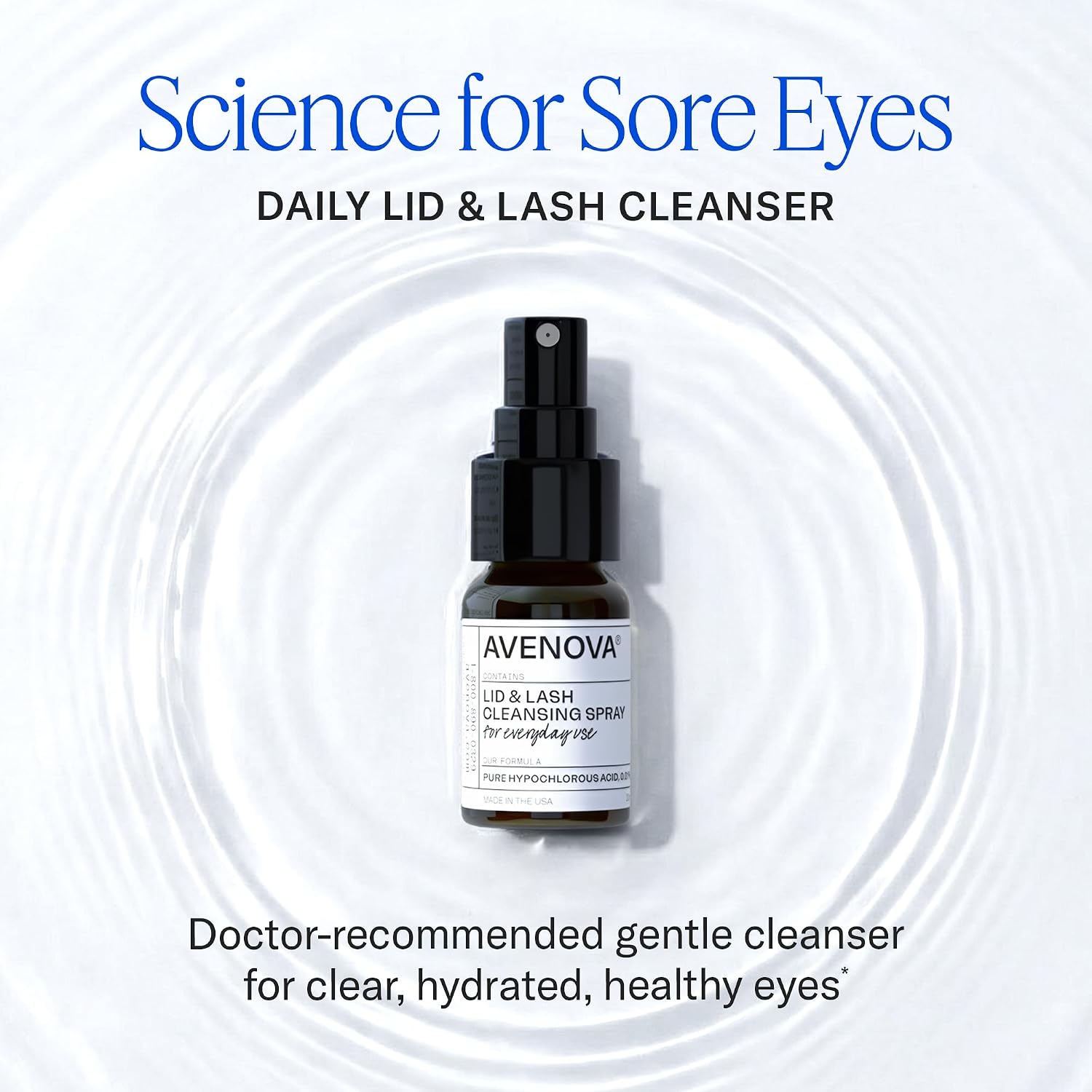 Avenova Eyelid Spray Cleanser for Lid & Lash, 20 ml Bottle | Gentle Everyday Pure Hypochlorous Acid Spray for Eye Irritation