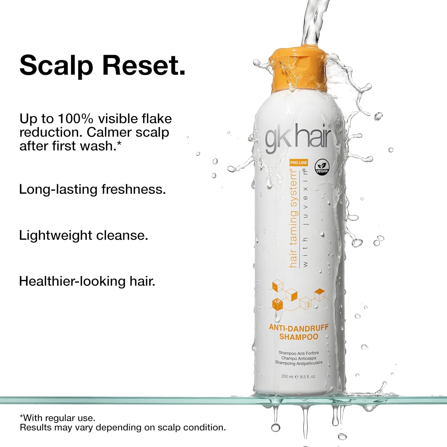 GK HAIR Anti-Dandruff Shampoo Leaving Your Scalp Refreshed and Hair Soft, Smooth – Sulfate-Free Shampoo for Dry Damaged Hair for Men and Women 8.5 Fl Oz