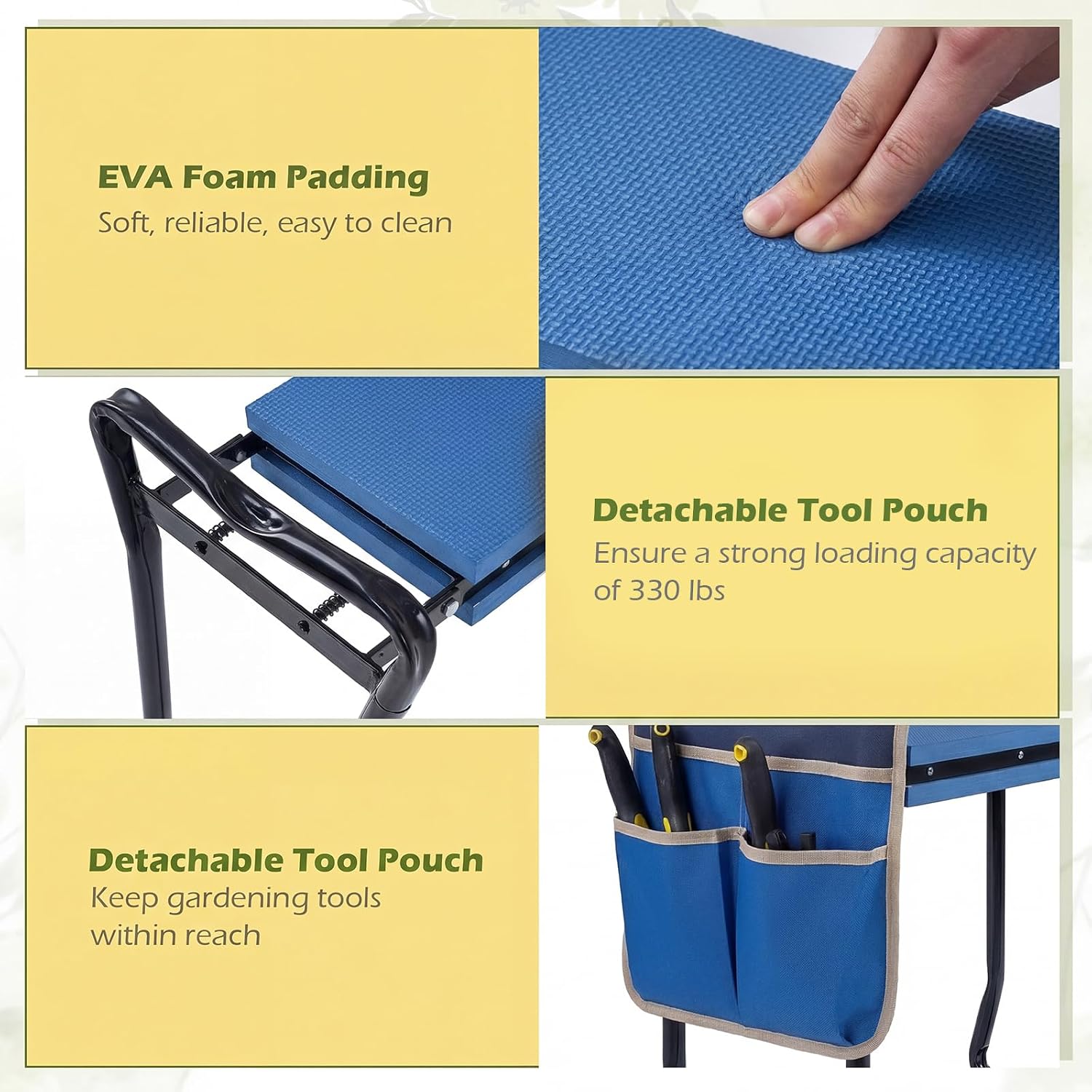 Goplus Garden Kneeler and Seat, Foldable Garden Bench for Kneeling & Sitting, Widened 8" EVA Soft Foam Pad