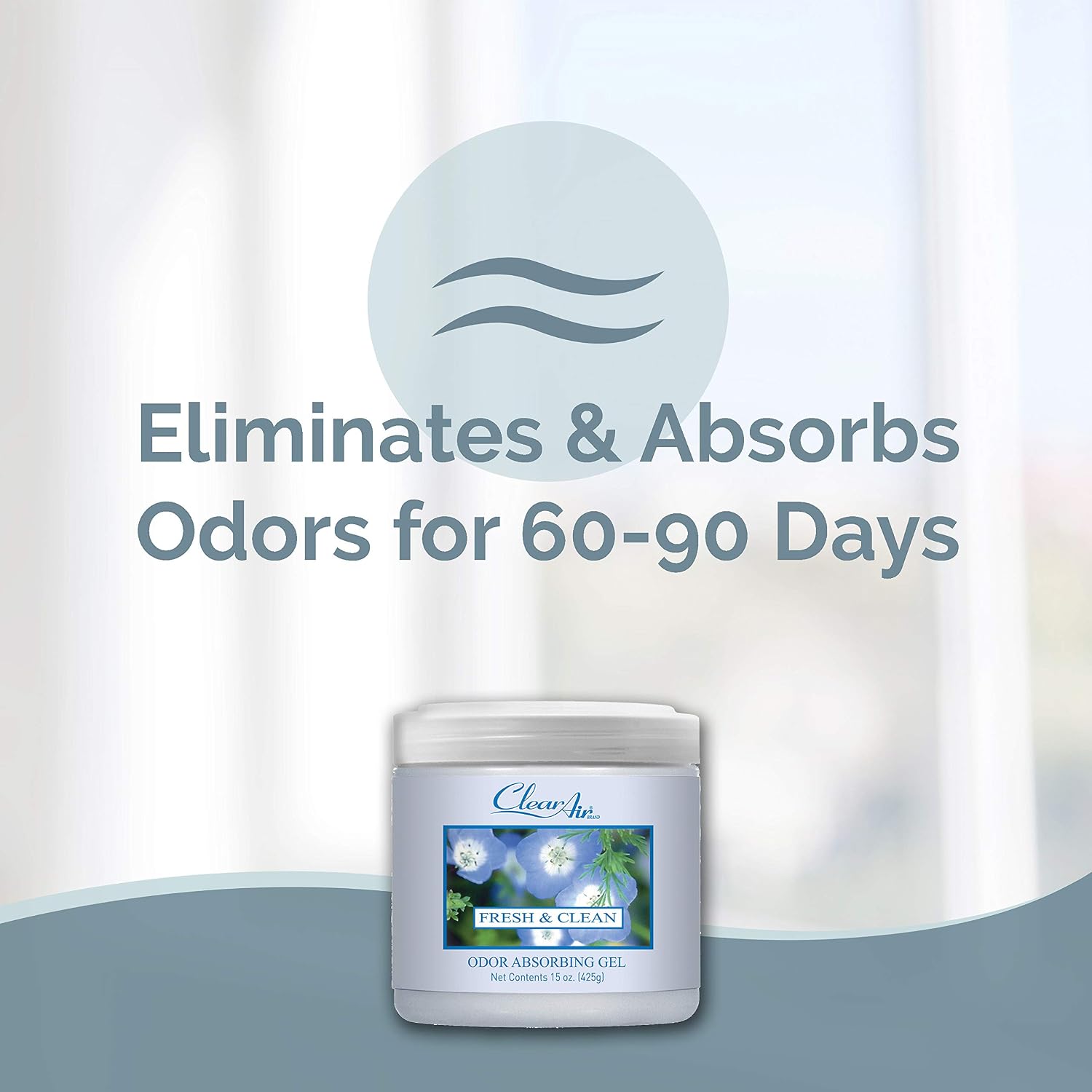 Clear Air 15oz Gel Odor Eliminator - Absorb & Remove Strong Odors from Pets, in Bathrooms, Basements, Garage, Cars, RVs & Boats - Eliminate Tough Odors with Essential Oils (Spring Rain, 2-Pack)