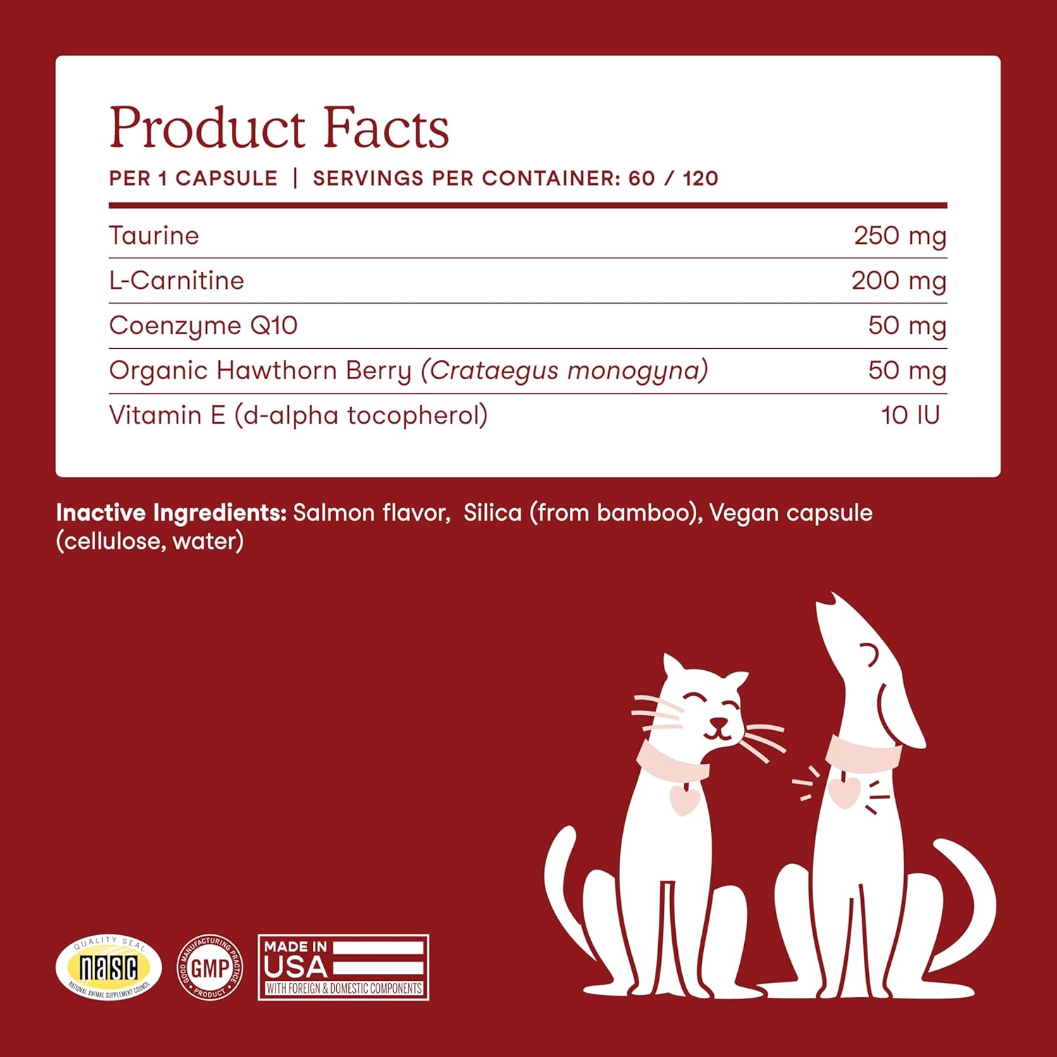 Fera Pets Heart Supplement - Taurine for Dogs & Cats, 60 Capsules