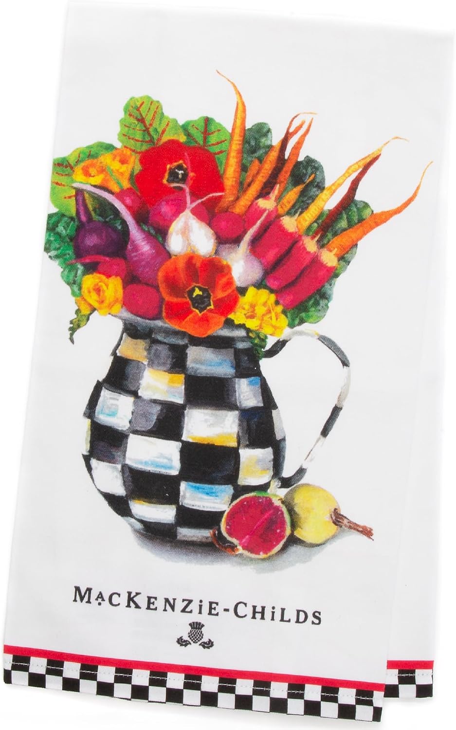 MACKENZIE-CHILDS Cotton Dish Towel, Hydrangea Tea Kettle