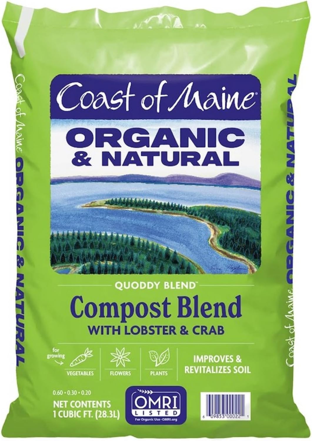 Coast of Maine Quoddy Blend, 1 cu ft (Pack of 2) Organic and Natural Compost Blend with Lobster and Crab - Improves and Revitilizes Soil