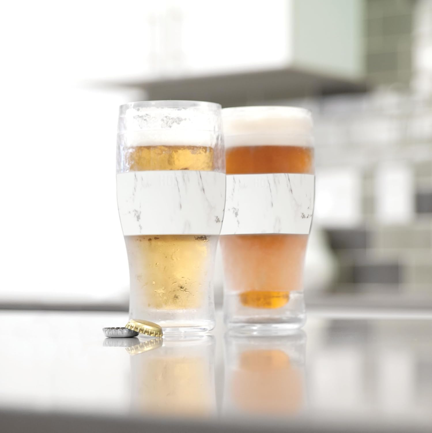 Host FREEZE Beer Glasses, Frozen Beer Mugs, Freezable Pint Glass Set, Insulated Pint Glass to Keep Your Drinks Cold, Double Walled Insulated Glasses