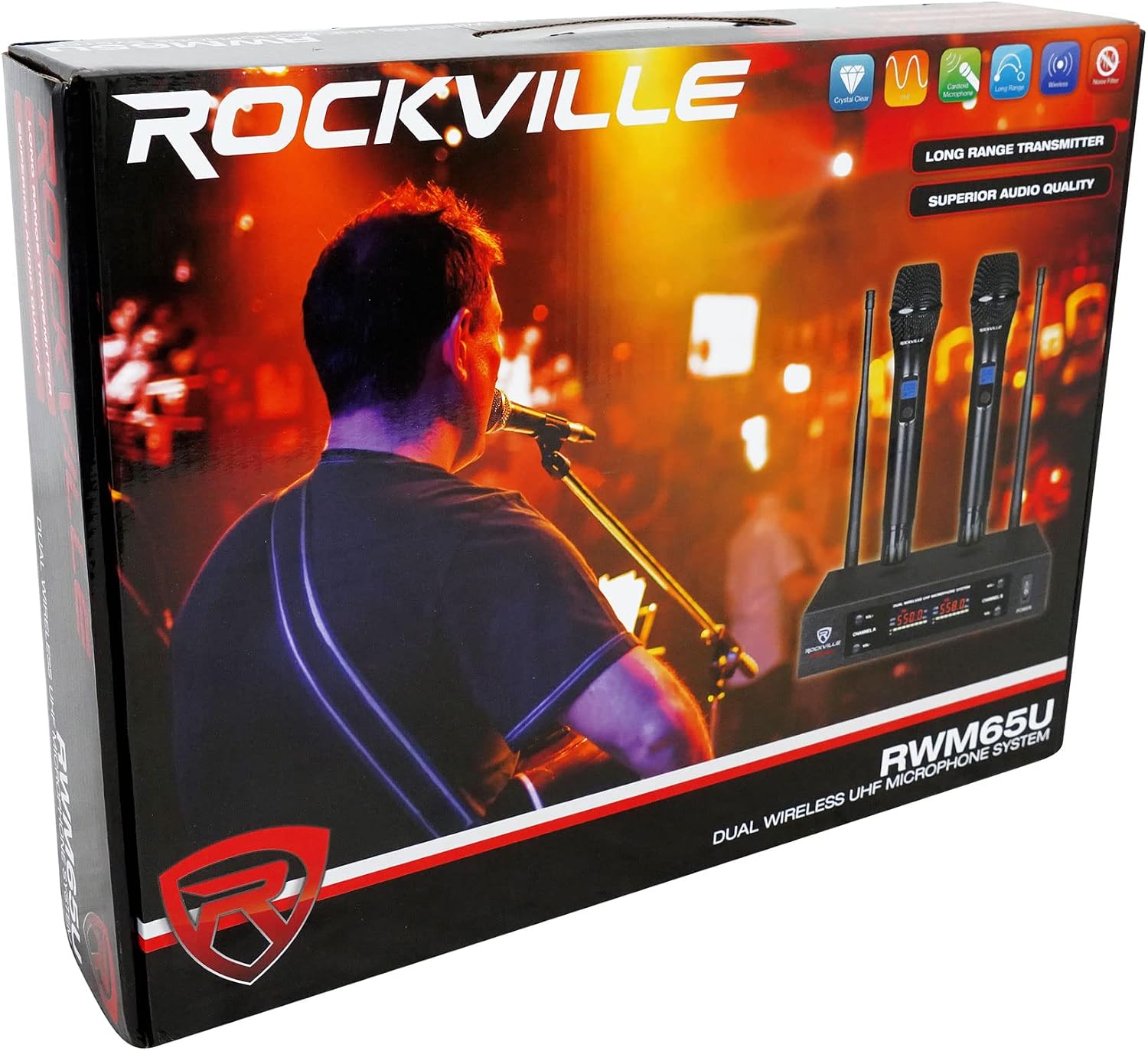 Rockville RPG2X10 10" PA Speaker Pair with Mixer and 2 UHF Wireless Mics