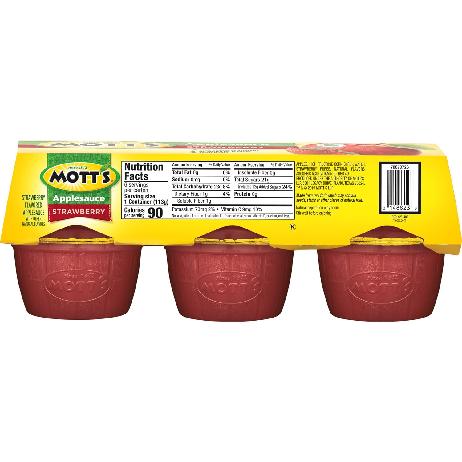 Mott's Applesauce, 4 Oz Cups, 36 Count, No Artificial Flavors, Good Source of Vitamin C, Nutritious Option for The Whole Family