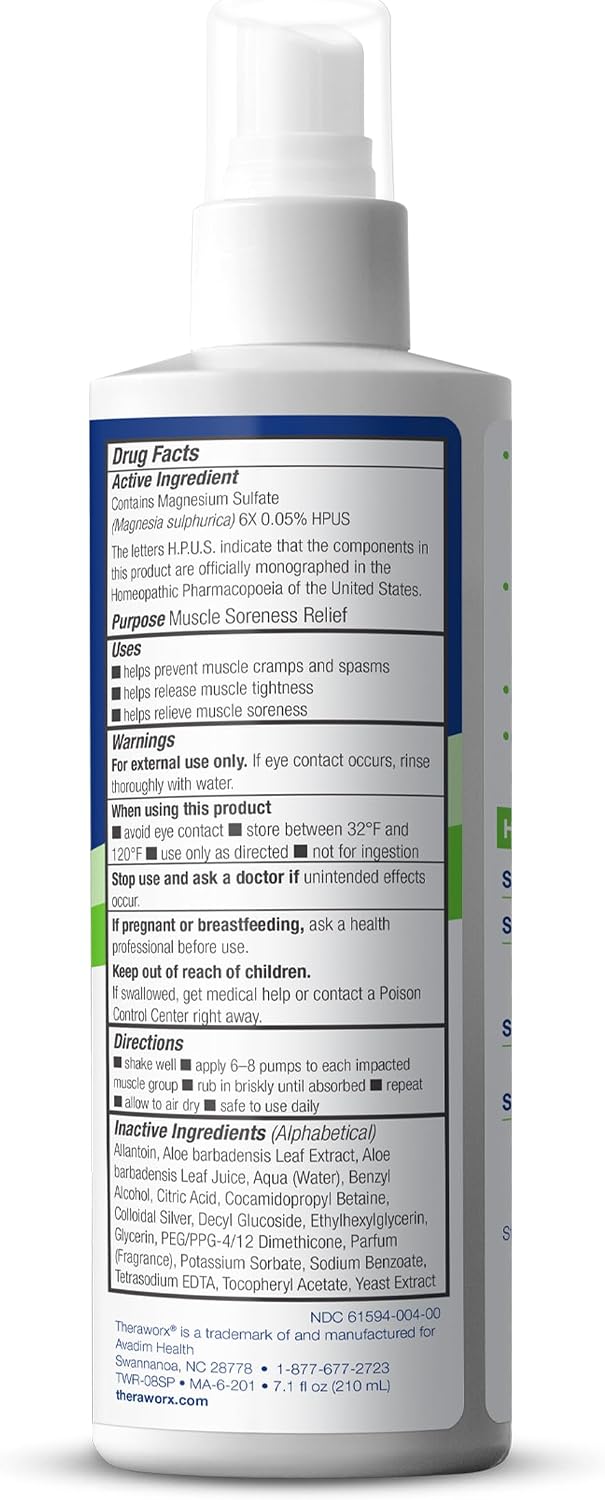 Theraworx Muscle Cramps Relief Foam with Magnesium Sulfate, 7.1oz (1 Count) | Clinically Trusted, Fast-Acting Muscle & Leg Cramp Relief, Made with Magnesium Sulfate. Paraben-Free, no mess or strong odor.