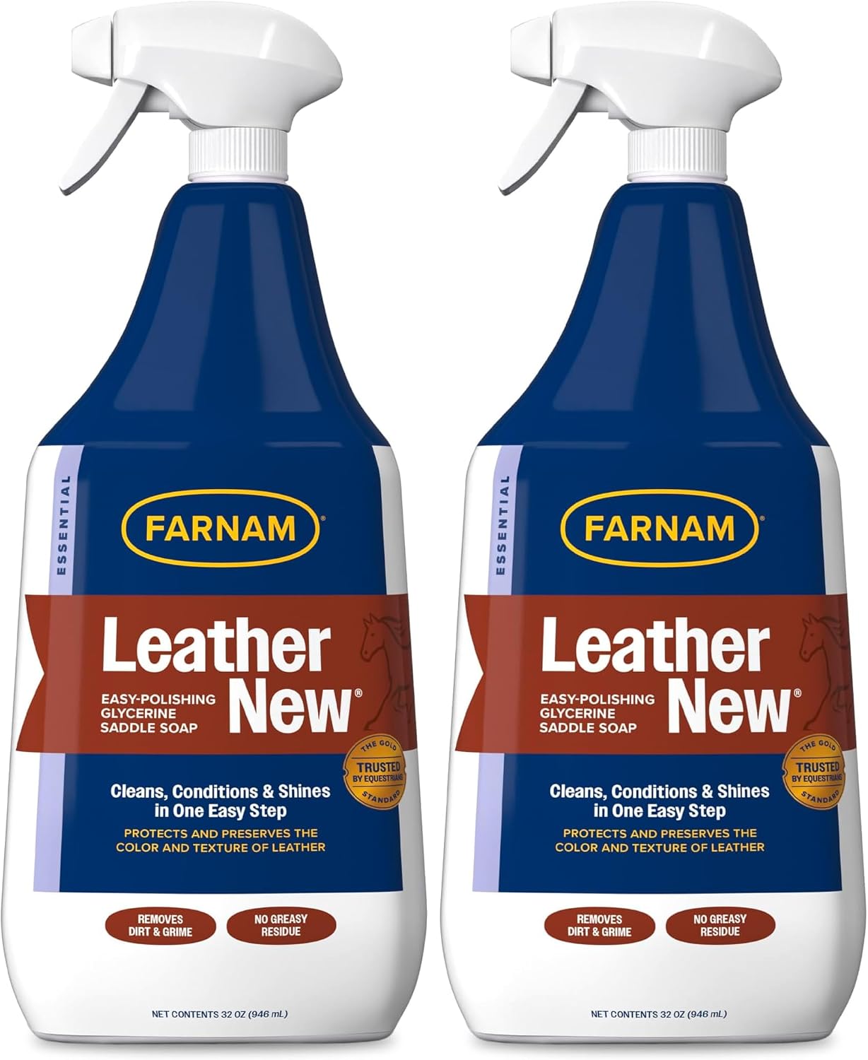 Farnam Leather New Easy-Polishing Glycerine Saddle & Leather Cleaner, 32 oz | Conditions Saddles and Leather Tack, Moisturizing, and Protects Against Moisture