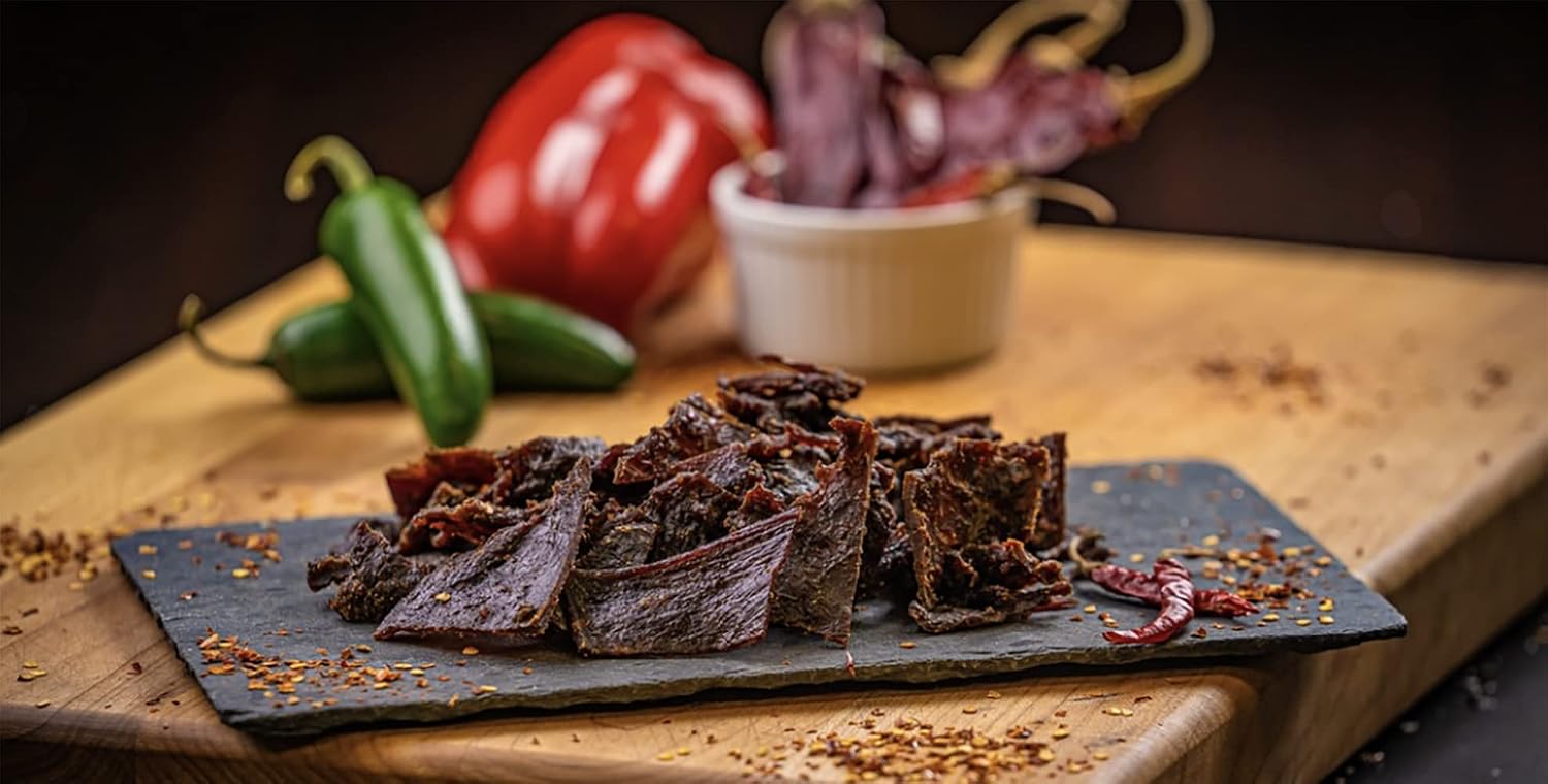Glenwood Snacks 7 ALARM Spicy Beef Jerky Scorpion Pepper, Ghost Pepper, Carolina Reaper, and Habanero 9oz