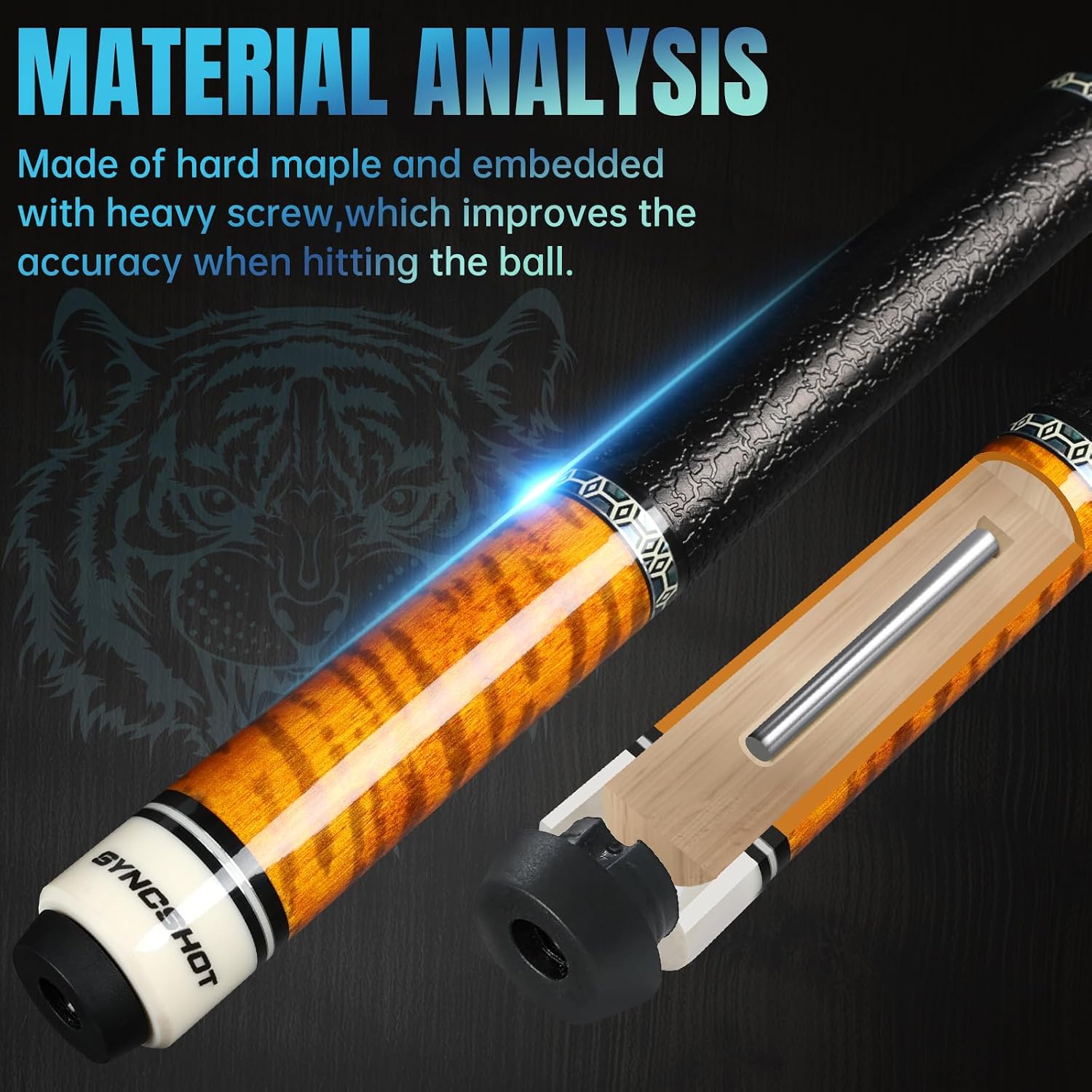 Carbon Fiber Pool Cue Stick 58" Professional Pool Sticks for Adults Full Carbon Technology Low Deflection Pool Cue Billiard Cues with 12.5mm Tip